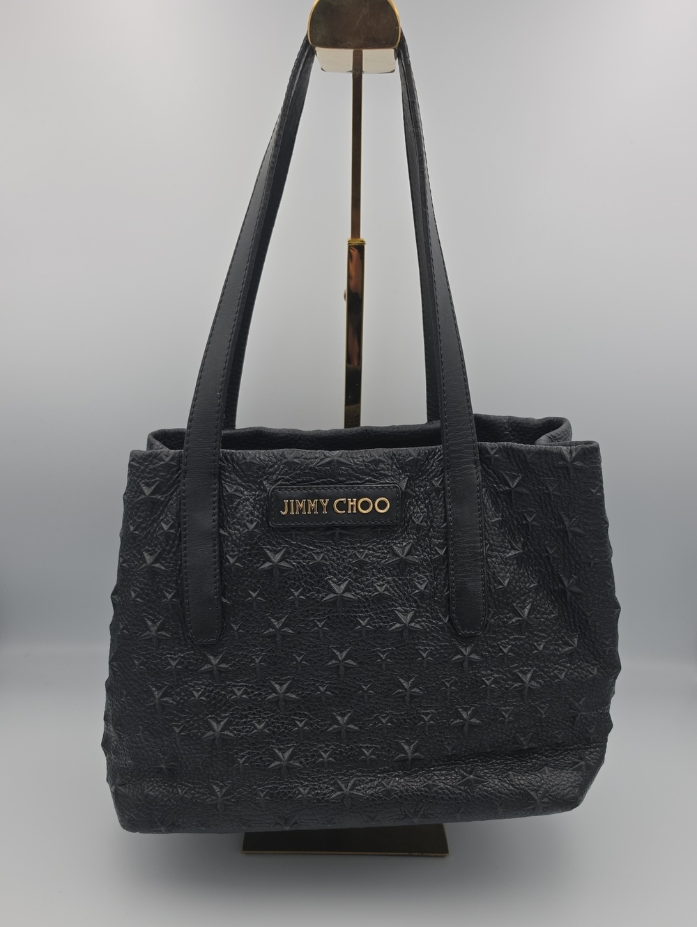 Jimmy Choo Black Matte Star-Embossed W/ Gold Hardware Small Shoulder Bag (EUC)✨️